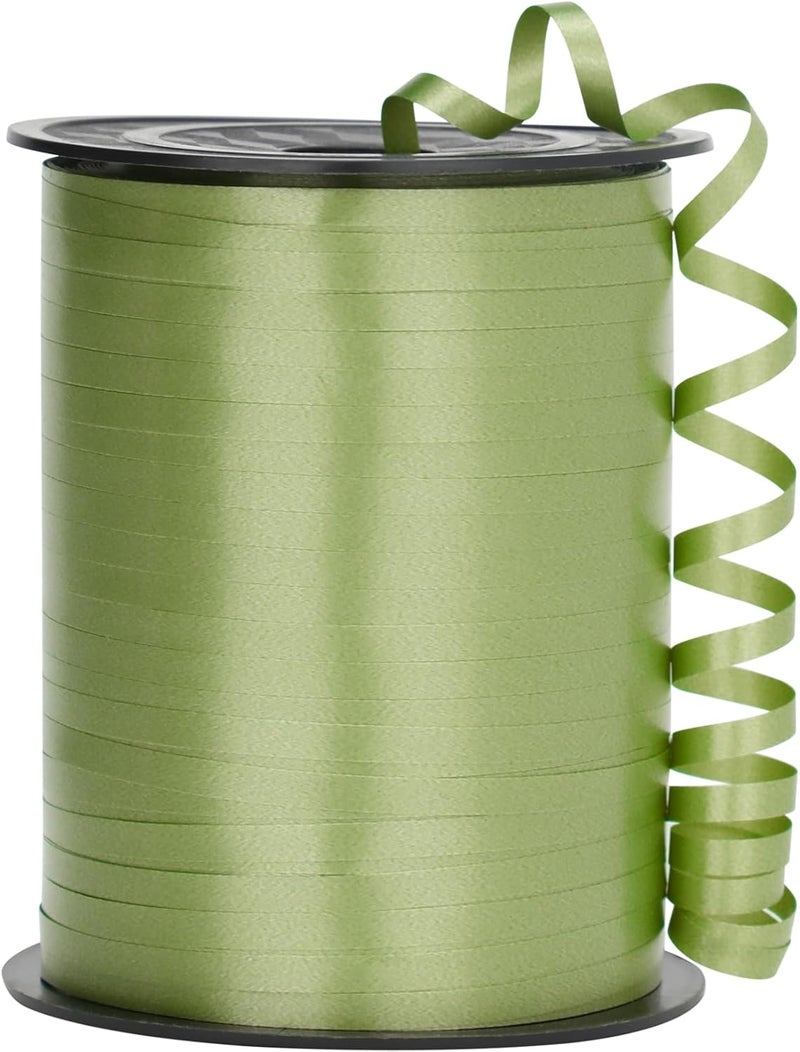 OMISELIO Green Curling Ribbon - 500 Yard Sage Green, Ideal for Gift Wrapping, Balloons, and Special Occasions like Christmas, St. Patrick's Day, Graduation - Image 1